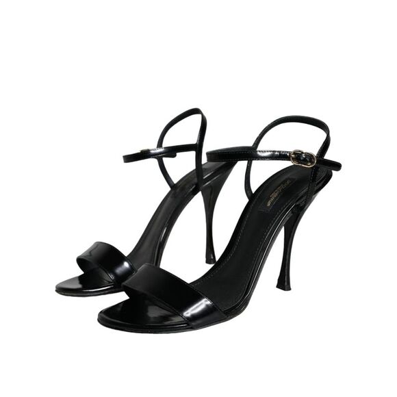 Dolce & Gabbana Black KEIRA Leather Heels Sandals Women\'s Shoes (Pre-Owned)